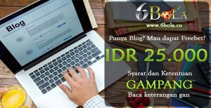 6Bola Freebet Gratis Rp 25.000 Dengan NgeBlog