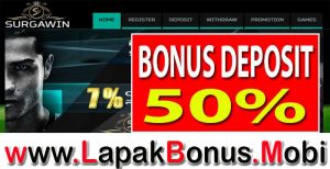 SURGAWIN – BONUS DEPOSIT 50% SPORTSBOOOK MEMBER BARU