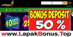 MPOKICK – WELCOME BONUS DEPOSIT 50% SPORTSBOOK MEMBER BARU