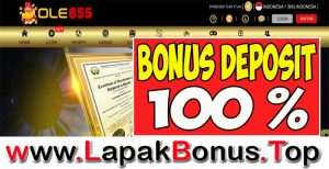 OLE855 – WELCOME BONUS DEPOSIT 100% SLOT GAMES MEMBER BARU