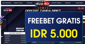 DUO4D – FREEBET GRATIS TERBARU TANPA DEPOSIT RP 5.000