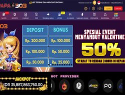 PAPA303 – SPECIAL EVENT VALENTINE BONUS 50% MEMBER BARU